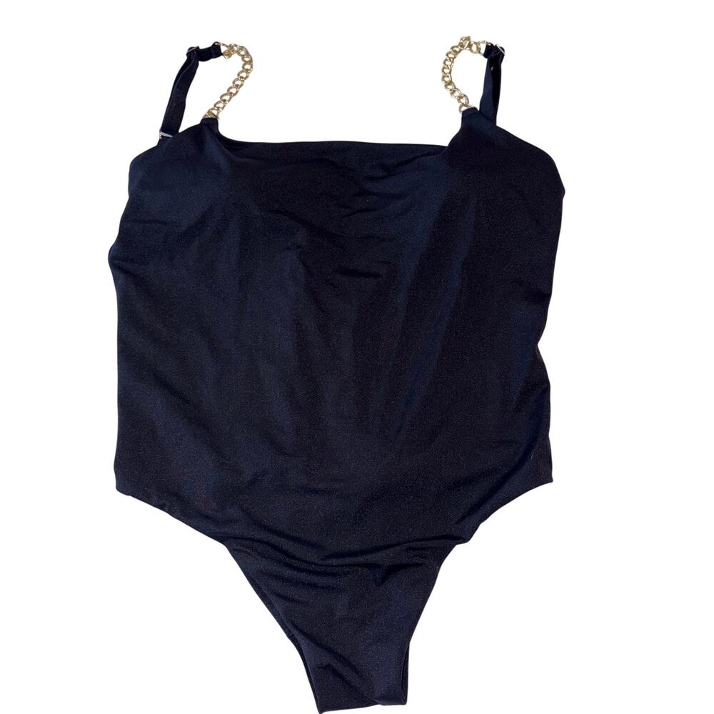 Victoria Secret Archives Chains Scoop Black One-Piece Swimsuit XL EUC - Picture 2 of 9